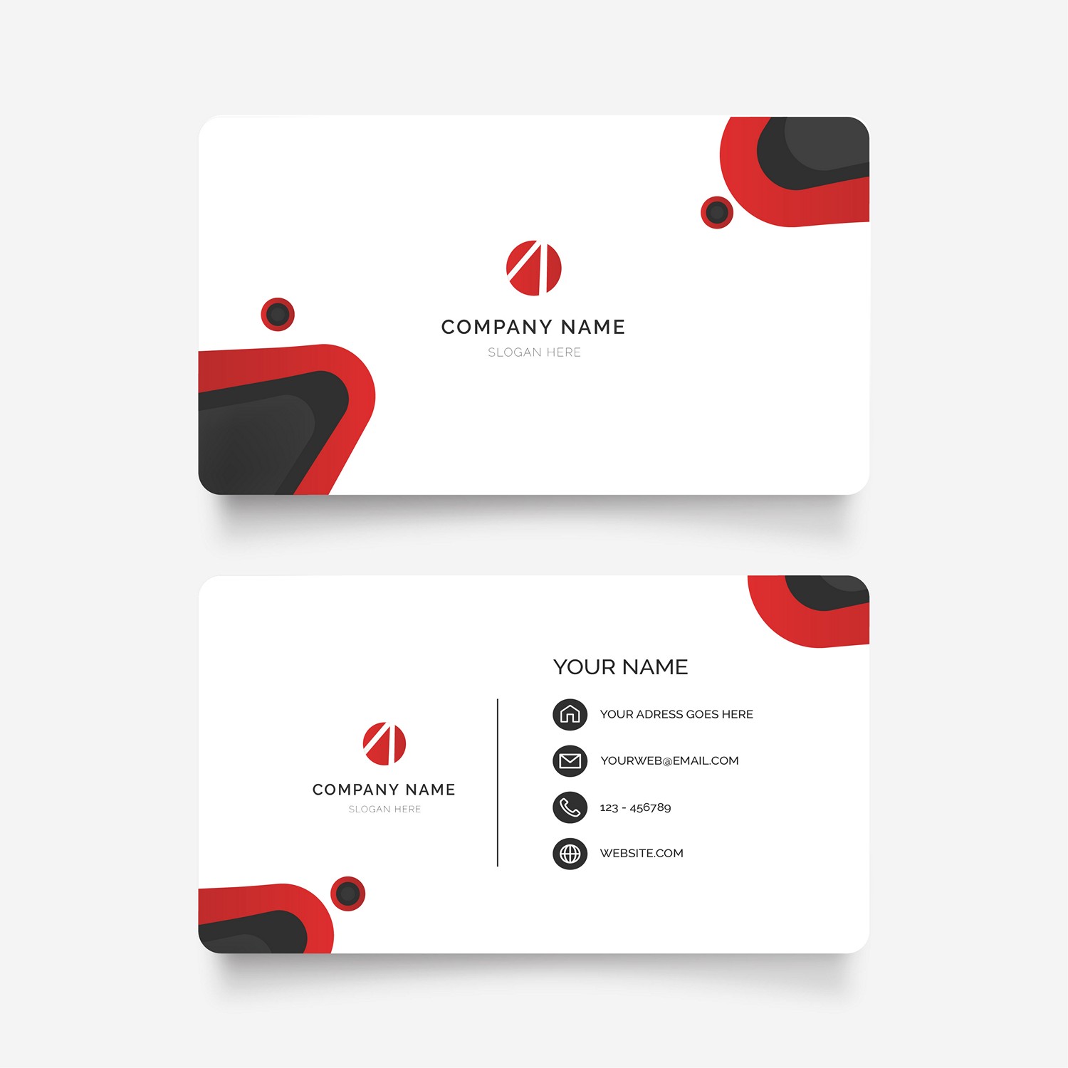 Red & Black Modern Business Card - Instant Digital Download
