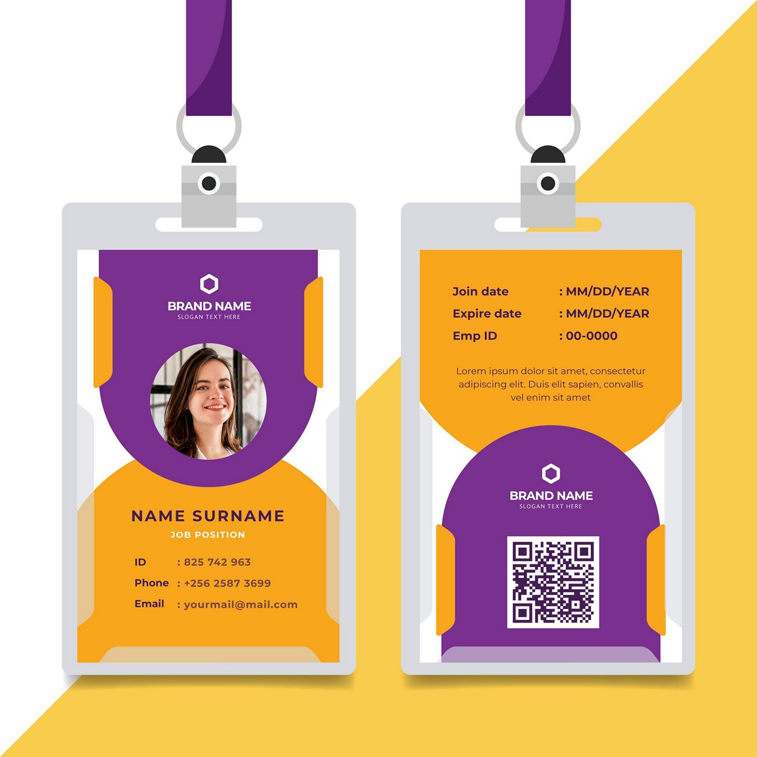 Modern & Stylish Digital ID Card - Purple & Gold