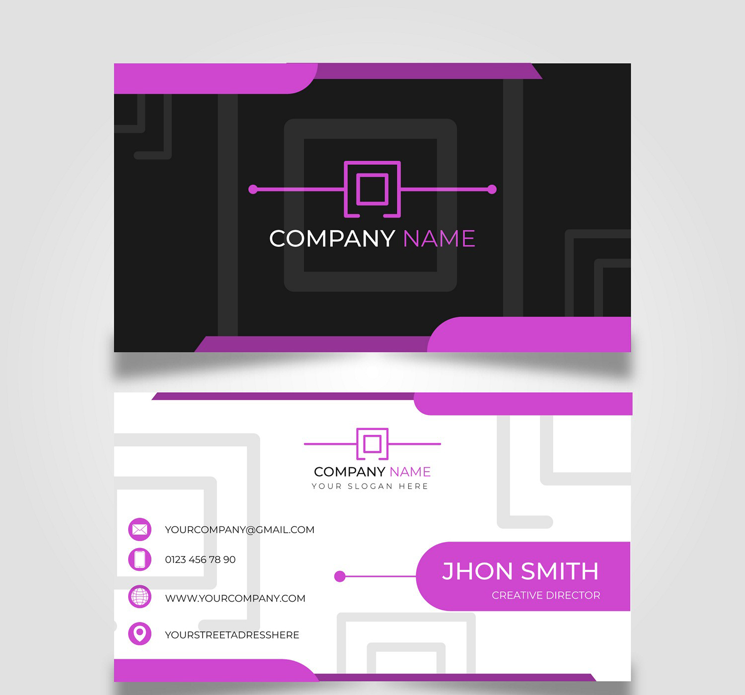 Modern Minimalist Business Card: Purple & Black