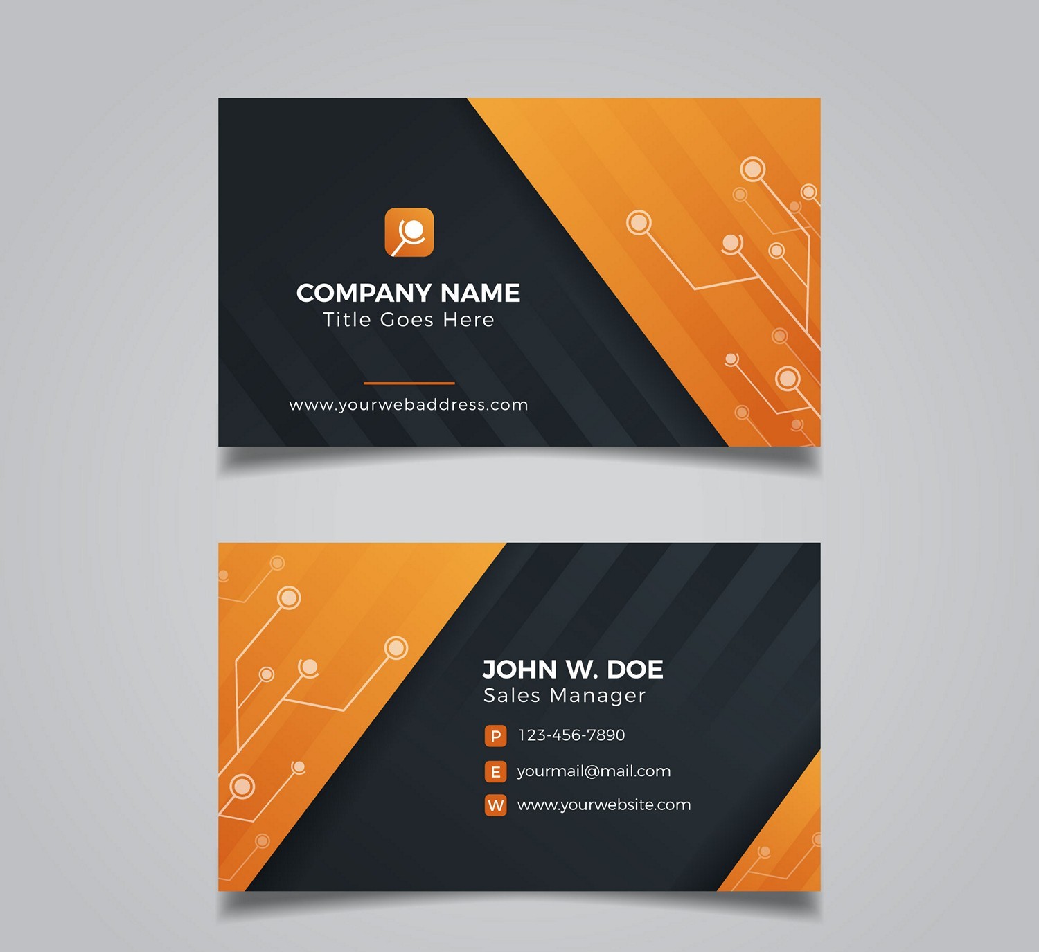 Tech-Forward Orange & Black Business Card - Print-Ready