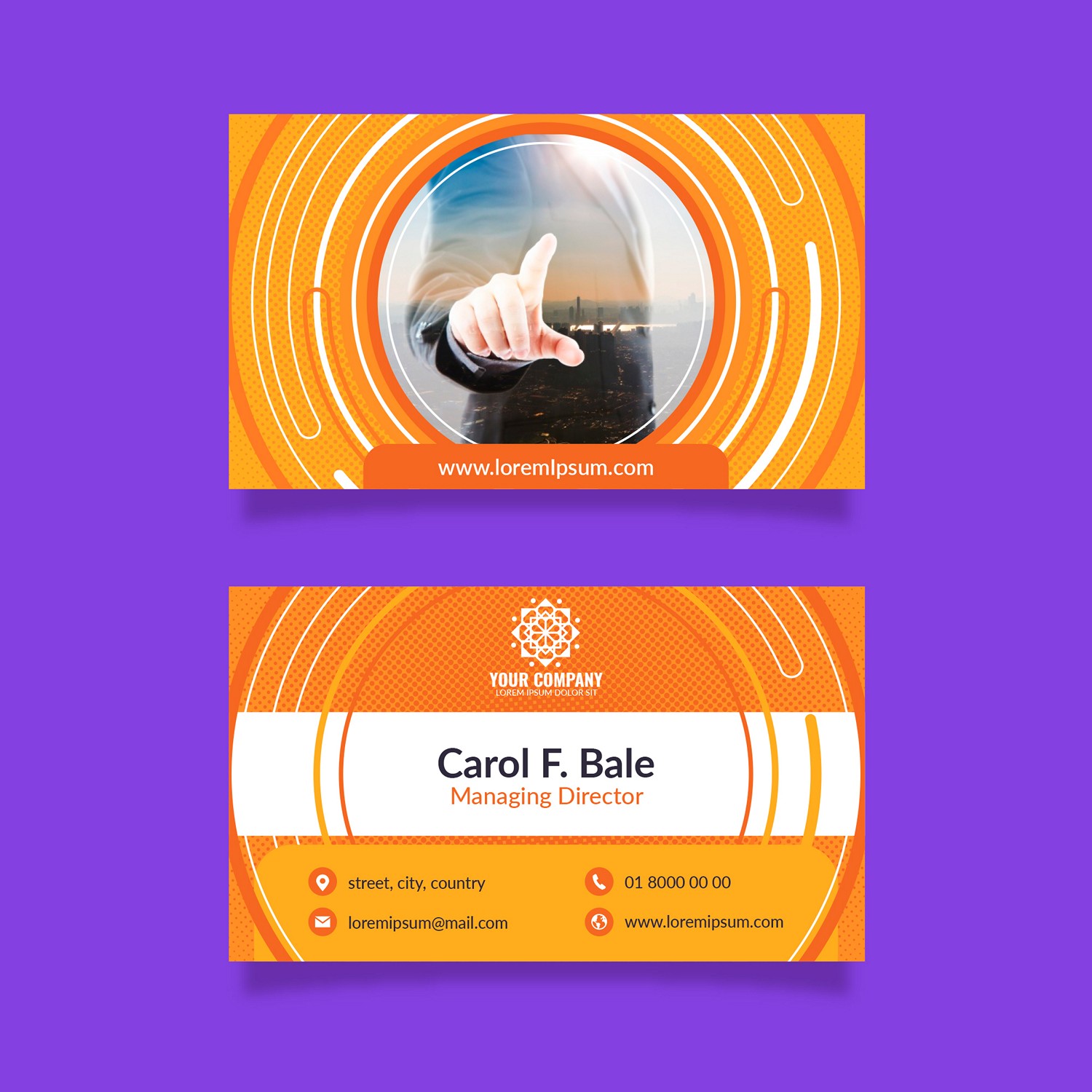 Vibrant Orange Modern Business Card - Instant Download & Print