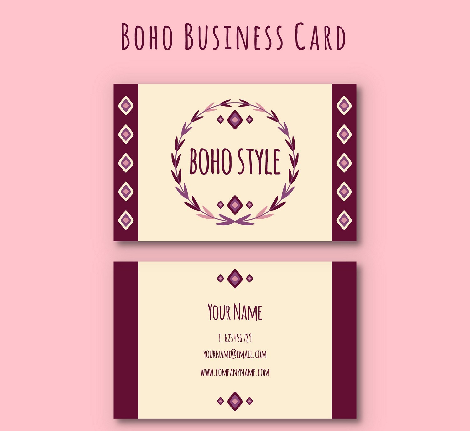 Boho Chic Business Card: Customizable Digital Print