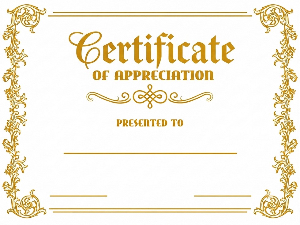 StanCert Premium Blank Golden Foil Project Completion Recognition Award Certificate Paper