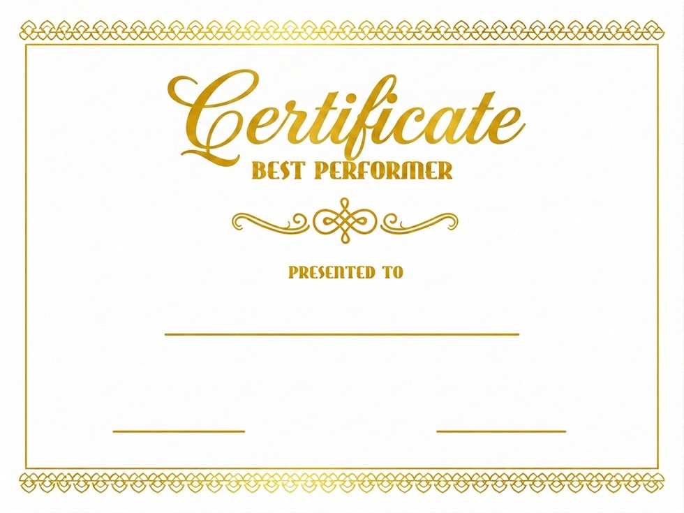StanCert Premium Blank Golden Foil Best Performer Recognition Award Certificate Paper