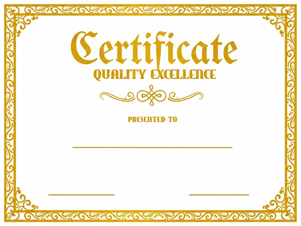 StanCert Premium Blank Golden Foil Quality Excellence Award Certificate Paper