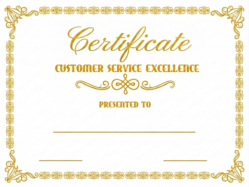 StanCert Premium Blank Golden Foil Customer Service Excellence Award Certificate Paper