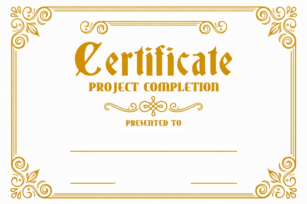 StanCert Premium Blank Golden Foil Project Completion Recognition Award Certificate Paper