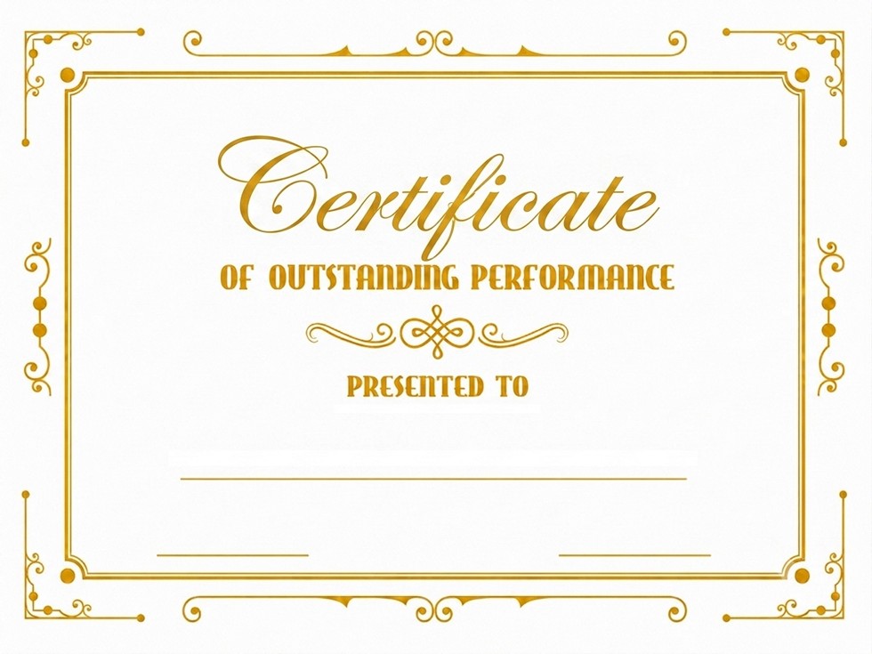 StanCert Premium Blank Golden Foil Outstanding Performance Recognition Award Certificate Paper